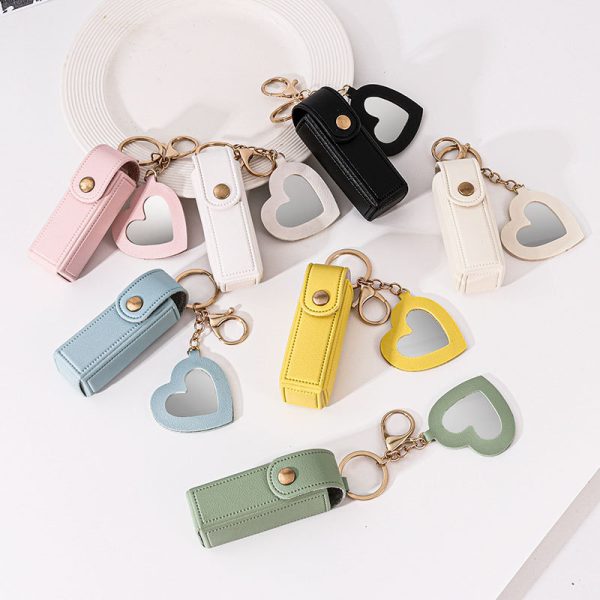 O1CN01crQnmY1Zx8HA46yhz_2220072493260-0-cib.jpg Change lipstick bag creative mirror keychain small pendant PU leather car bag
