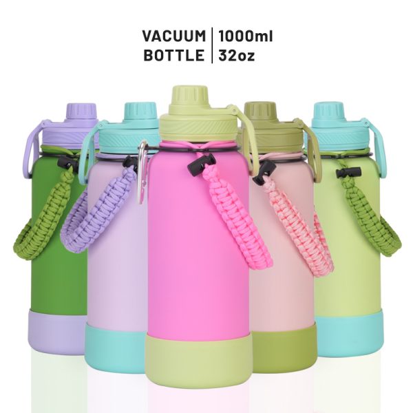 O1CN01pBejrh1C1fPE0PKeq_2206590750021-0-cib-1.jpg 2025 New 1L Large Capacity Thermos Cup Non-slip Bottom Portable Portable Rope Outdoor Sports Multi-Color Water Cup