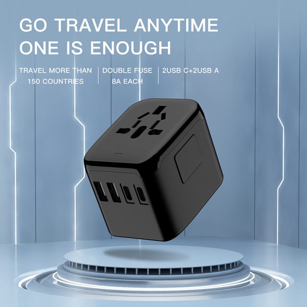 O1CN01q9EcbO2MabgCng81C_955429844-0-cib.jpg Custom Travel Charger with 2 USB Ports + 2 Type-C Ports US/UK/EU Plug Adapter 212 Multi-Country Plug Converter