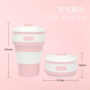 Folding water cup 350ml silicone cup convenient compressible folding coffee cup