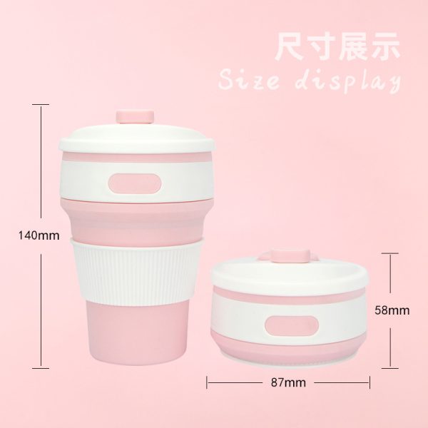 Folding water cup 350ml silicone cup convenient compressible folding coffee cup