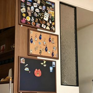 Colorful magnet and pin display boards at Shenzhen Deyi Rentong Technology Co. Ltd office.