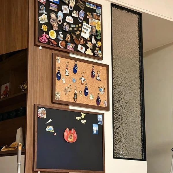 Colorful magnet and pin display boards at Shenzhen Deyi Rentong Technology Co. Ltd office.